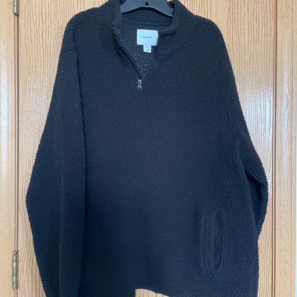 Old Navy Black Sherpa Half-Zip Pullover
